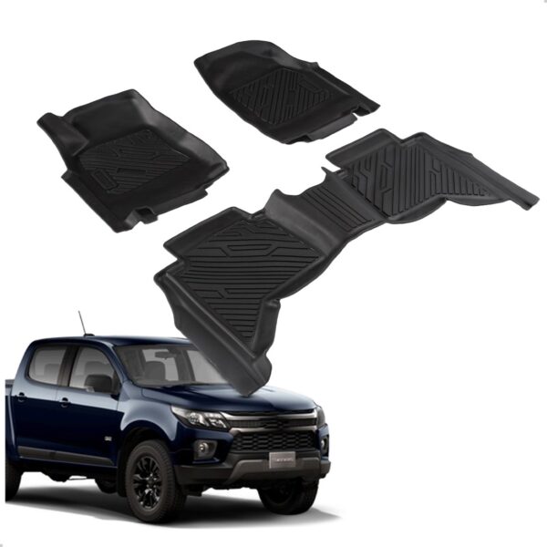 Tapete Impermeável Para S10 Cabine Dupla 2012 A 2024 3 Peças Preto
