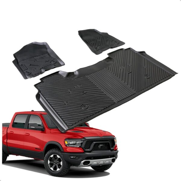 Tapete Impermeável Para Ram 1500 Rebel 2012 A 2018 3 Peças Preto