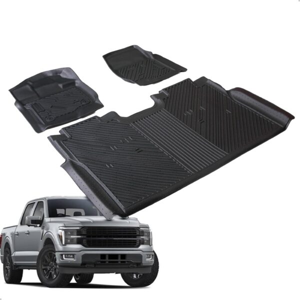 Tapete Impermeável Antiderrapante F150 2020 A 2025 3 Peças Preto