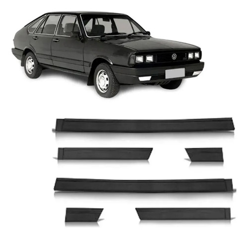 Friso Lateral Perfil Baixo Para Passat 1983 A 1988 4p 6pcs Preto