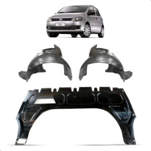 Kit Defletor Inferior Com Par Parabarros P/ Fox 2010 A 2014 Preto