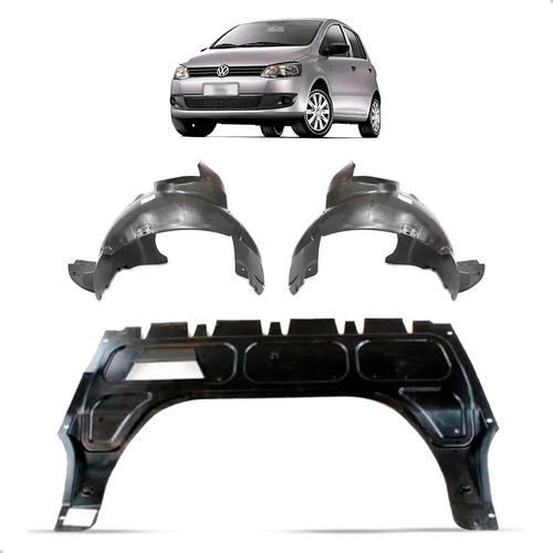 Kit Defletor Inferior Com Par Parabarros P/ Fox 2010 A 2014 Preto