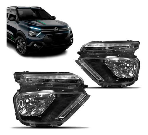 Par Farol Com Led P/ Citroen C3 2021 2022 2023 2024 A 2026 Ambos Lados
