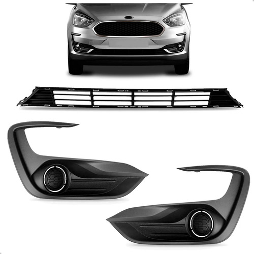 Kit Grade Central E Lateral Para Ford Ka 2019 2020 A 2022 Preto Cromado
