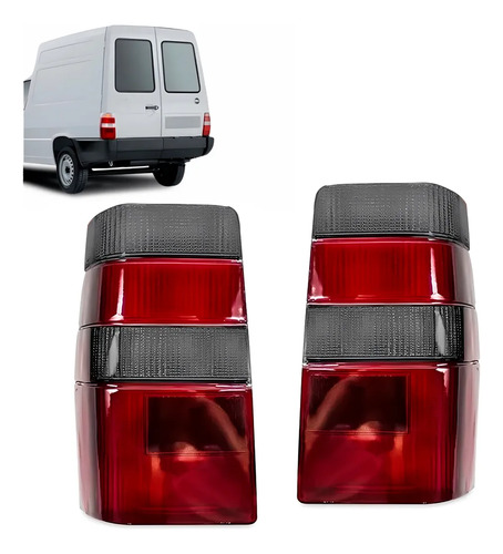 Par Lente Lanterna Tras P/ Fiorino 1986 A 1997 Modelo C Fumê Vermelho