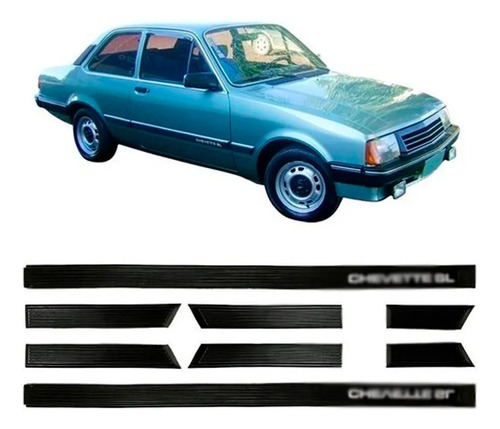 Friso Lateral Para Chevette Sl 1983 A 1986 (castelinho) Preto