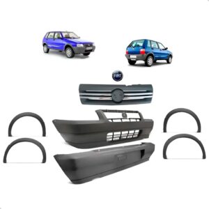 Kit Parachoque Grade Moldura Uno Way 2005 2006 Á 2013 Cinza Preto