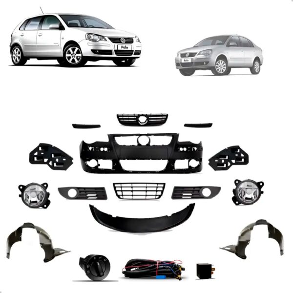 Kit Parachoque Dianteiro Polo 2007 2008 2009 10 11 Completo Preto