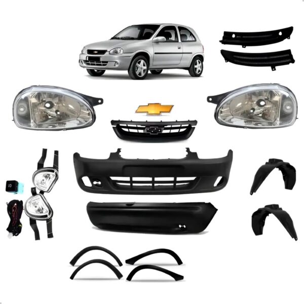 Parachoque Dianteiro Traseiro Corsa Hatch 2000 2002 Á 2009 Preto