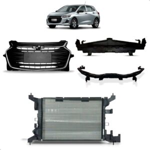 Kit Frente Onix 2020 22 23 2024 1.0 Manual Radiador E Grade Preto Fosco