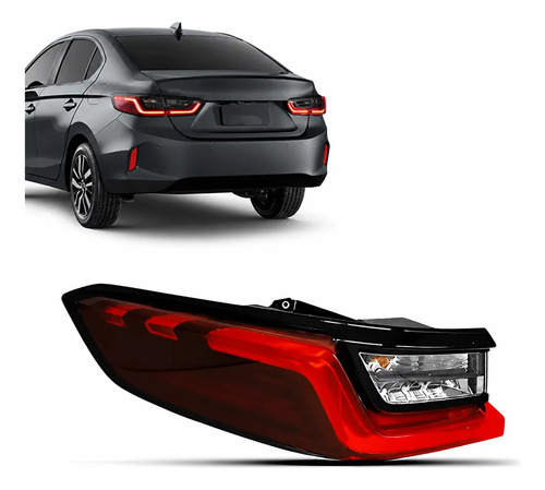 Lanterna Traseira Para City Sedan 2022 A 2026 Com Led Esquerdo/motorista Vermelho