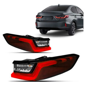 Par Lanterna Traseira Para City Sedan 2022 A 2026 Com Led Ambos Lados Vermelho