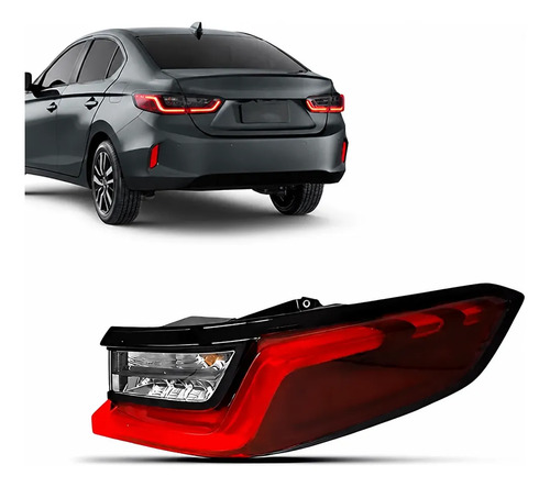 Lanterna Traseira Para City Sedan 2022 A 2026 Com Led Direito/passageiro Vermelho