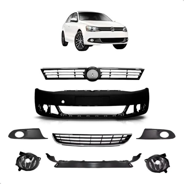 Kit Parachoque Dianteiro Jetta 2011 2012 2013 2014 Completo Preto