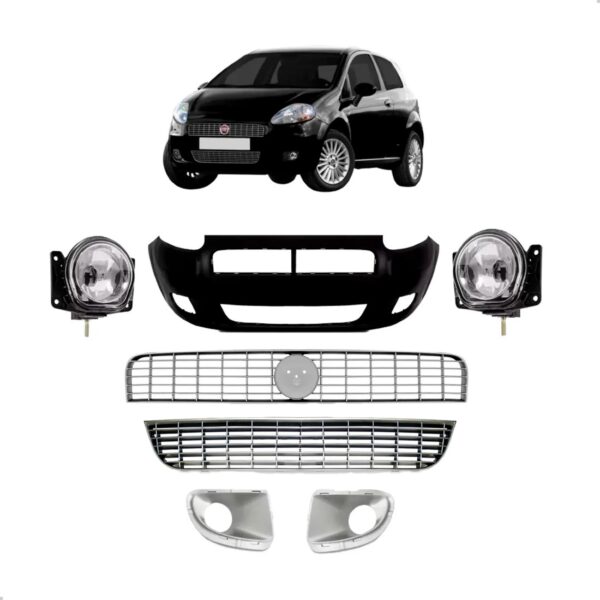 Parachoque Dianteiro Fiat Punto 2008 2009 2010 2011 2012 Kit Preto