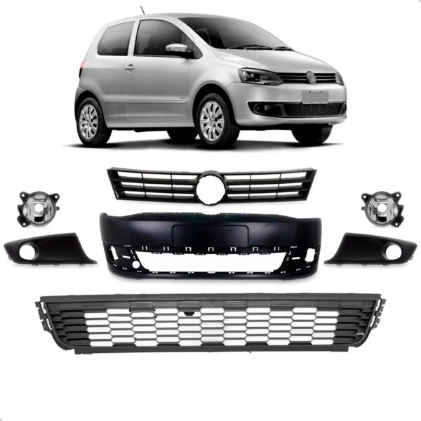 Kit Parachoque Fox 2011 2012 2013 2014 Com Grade E Milhas Preto