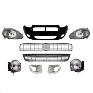 Kit Parachoque + Farol Punto 2007 2008 2009 2010 2011 2012 Preto