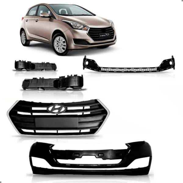Kit Parachoque Frente Para Hyundai Hb20 2016 2017 2018 2019 Preto