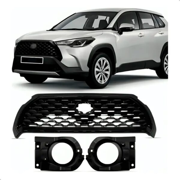 Kit Grade E Grade Milha Corolla Cross 2021 A 2024 1a Linha Preto Brilhante