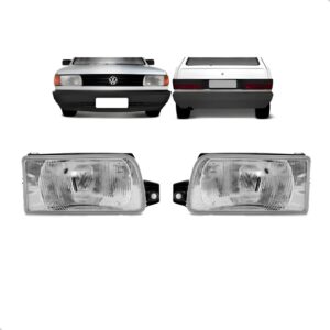Kit Lanternas + Farol E Parachoque Gol Quadrado 1987 A 1994 Preto