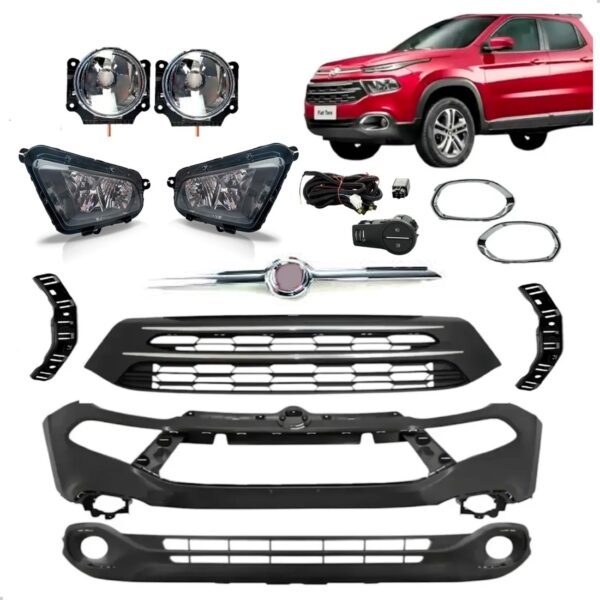 Kit Parachoque Dianteiro Toro 2016 17 2018 2019 2020 C/farol Preto