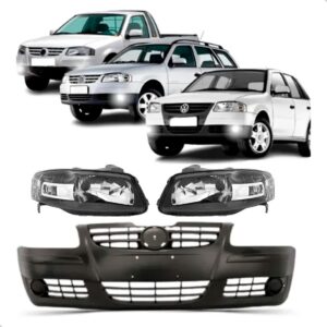 Kit Parachoque E Farol Gol Parati Saveiro G4 2006 2007 2008 Preto