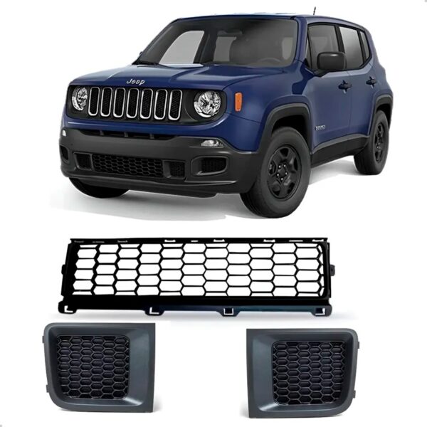 Kit Grade Tela Parachoque Jeep Renegade 2015 2016 2017 2018 Preto