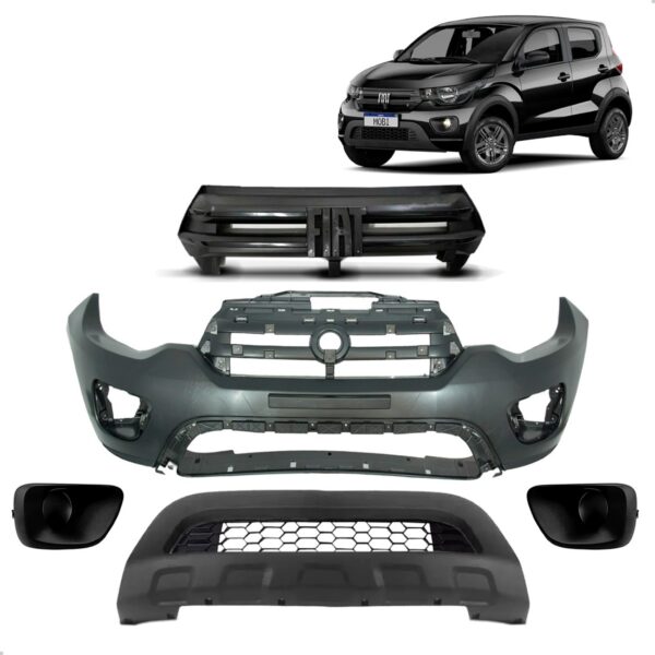 Kit Parachoque Dianteiro Fiat Mobi Trek Like Way 2020 A 2022 Preto