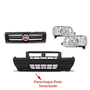 Kit Uno 2006 2007 2008 2009 Farol Grade Parachoque Preto