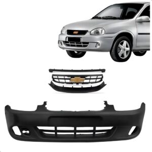 Kit Parachoque Dianteiro + Grade Corsa 1995 1996 A 2009 Liso Preto