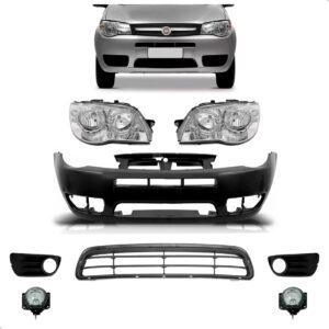 Kit Parachoque Palio Economy 2009 2010 2011 A 2015 Com Farol Preto