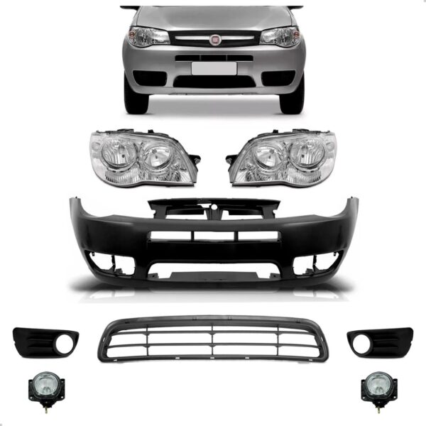 Kit Parachoque Palio Economy 2009 2010 2011 A 2015 Com Farol Preto