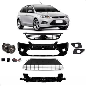 Kit Parachoque Com Grade E Milha Focus 2009 2010 2011 2012 Preto