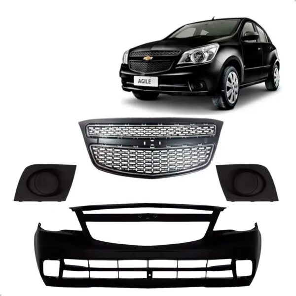 Kit Parachoque Sem Furo Agile 2010 2011 12 A 2015 Com Grades Preto