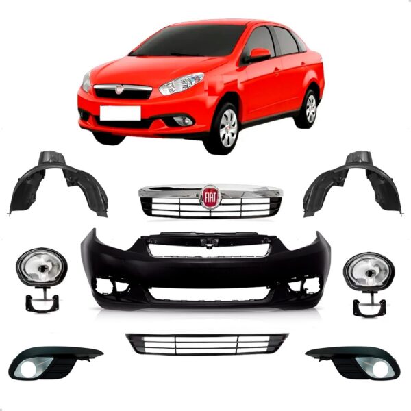 Kit Parachoque Dianteiro Completo Grand Siena 2012 13 A 2019 Preto