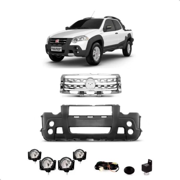 Kit Parachoque Strada Locker Adventure 2009 2010 2011 2012 Preto