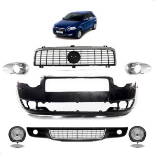 Kit Parachoque Para Fiat Palio 2009 2010 2011 2012 Com Milha Preto