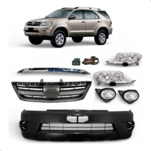 Kit Frente Sw4 2005 2006 2008 Parachoque + Farol + Grade Preto