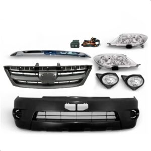 Kit Frente Sw4 2005 2006 2008 Parachoque + Farol + Grade Preto