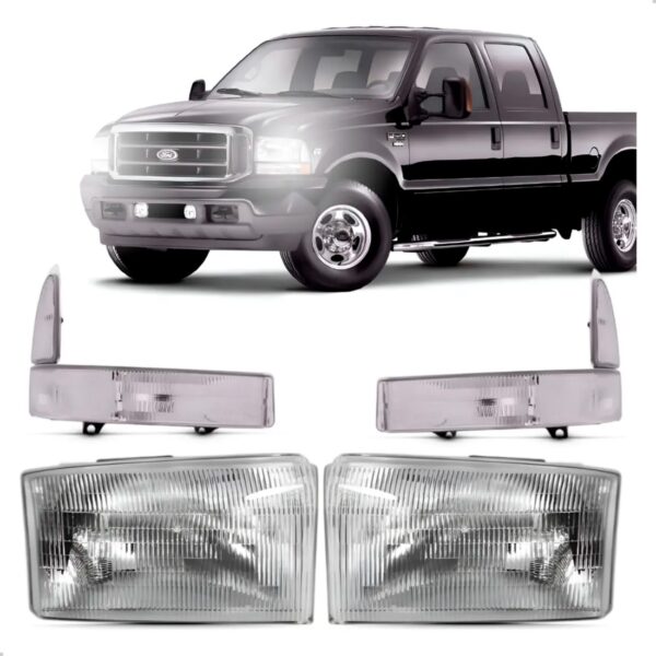 Kit Farol E Pisca Dianteiro F250 1999 2000 2001 2002 A 2005 Ambos Lados