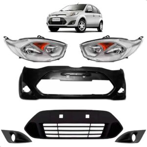 Kit De Parachoque Grade E Farol Ford Fiesta 2011 12 13 2014 Preto