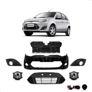 Kit Parachoque Com Grade E Milha Fiesta Rocam 2011 12 A 2014 Preto