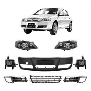 Parachoque Dianteiro + Farois Astra 2003 A 2012 Completo Kit Preto