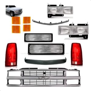 Kit Peças Silverado Grade+farol+piscas+spoler+bigode+lantern Preto