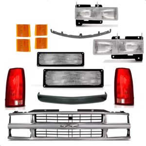 Kit Peças Silverado Grade+farol+piscas+spoler+bigode+lantern Preto