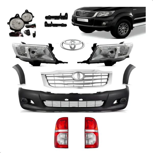 Parachoque Completo Hilux 2012 2013 2014 2015 Com Lanterna Preto