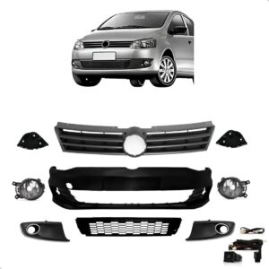 Kit Parachoque Dianteiro Fox 2010 2011 2012 2014 Grade Farol Preto