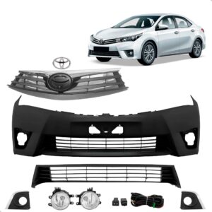 Kit Parachoque Grades Moldura Milha Corolla 2015 2016 2017 Preto