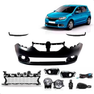 Kit Parachoque Sandero 2015 2016 2017 2018 2019 Friso Farol Preto