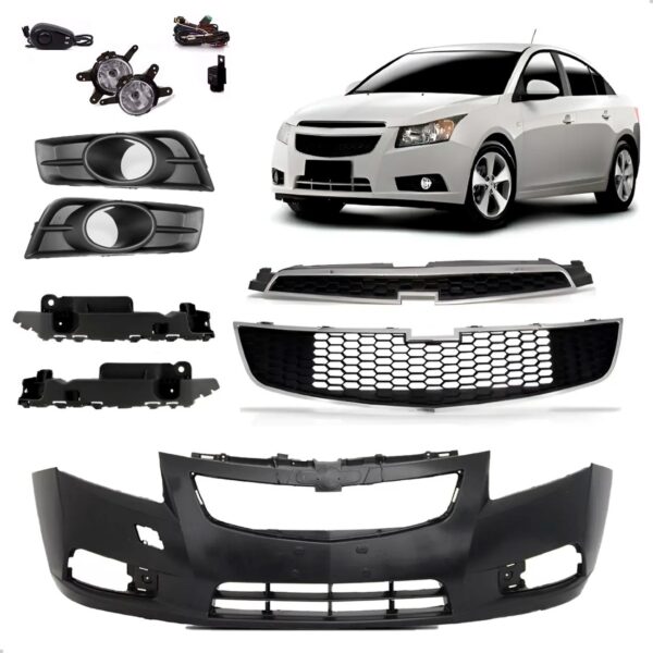 Kit Parachoque Dianteiro Com Grades Cruze 2011 2012 13 2014 Preto